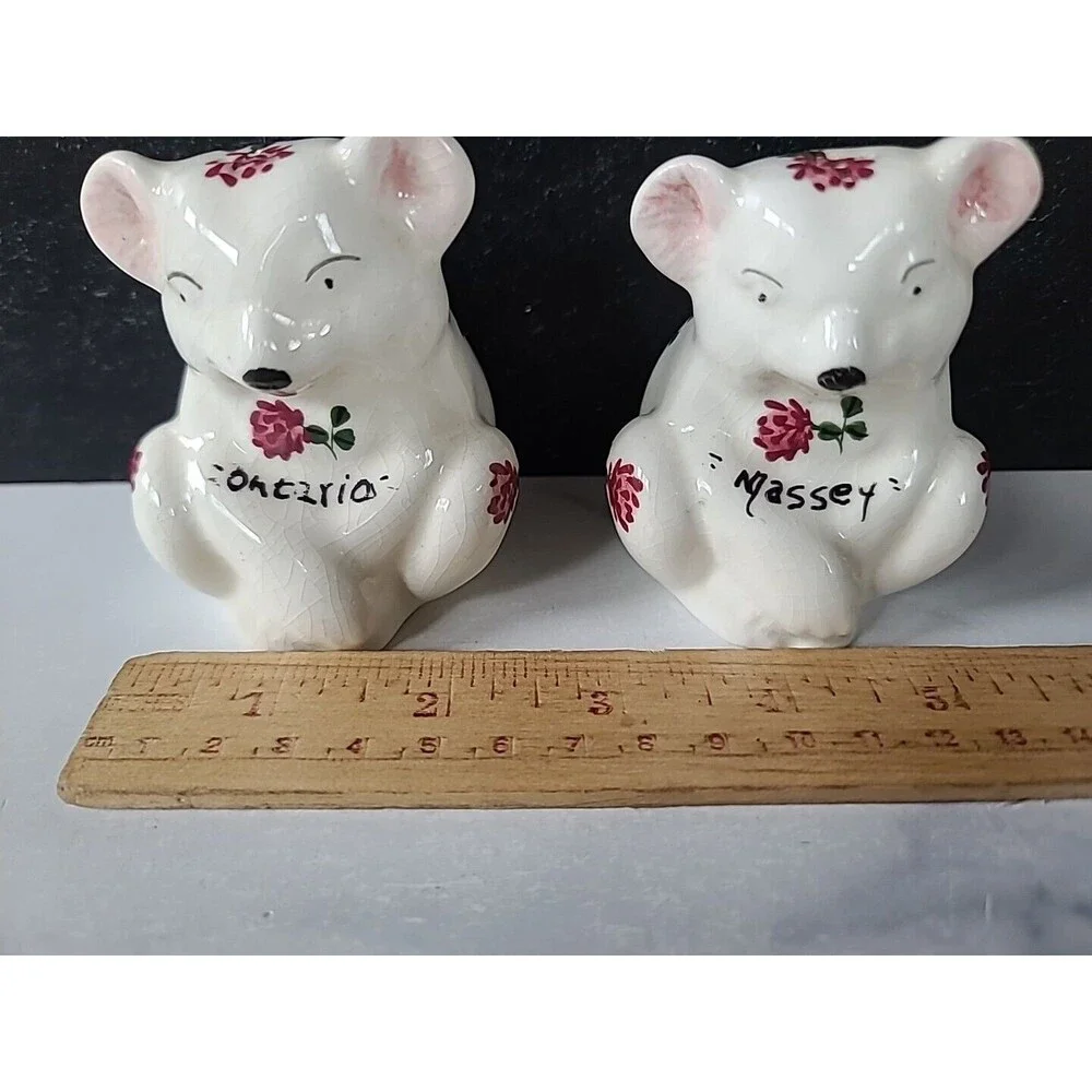 Plichta London England Floral Bear Ceramic Salt And Pepper Shakers Vintage, READ